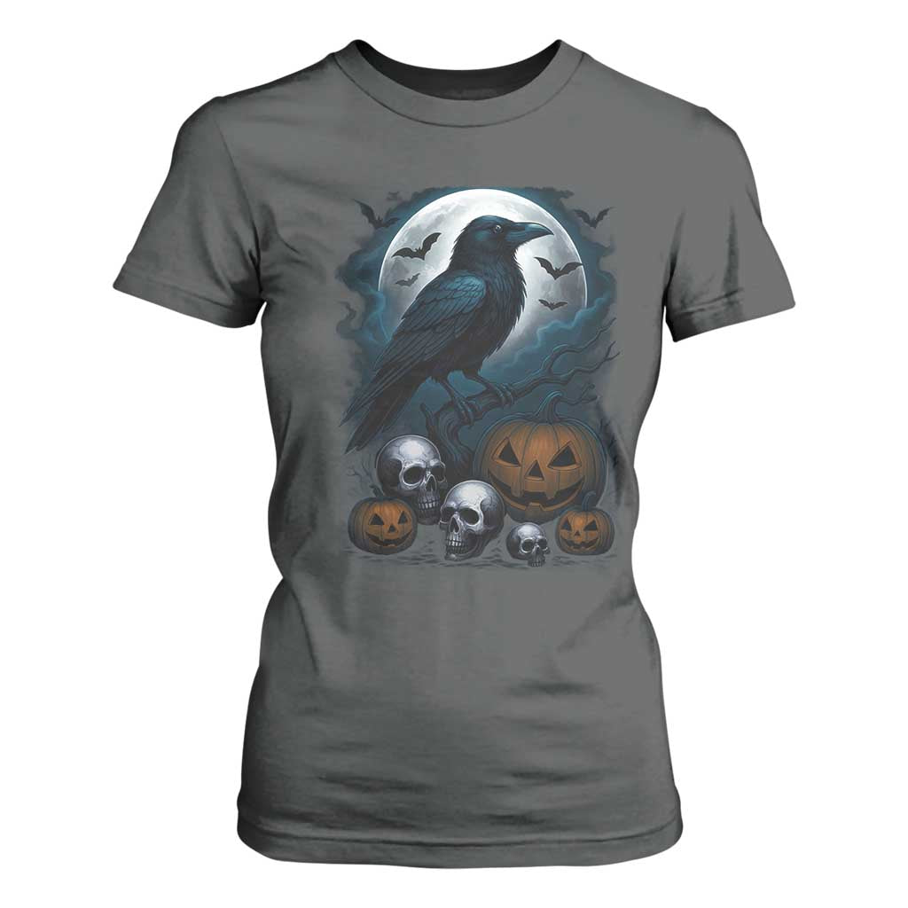 Halloween Gothic Raven T Shirt For Women Full Moon Horror Art TS12 Dark Heather Print Your Wear