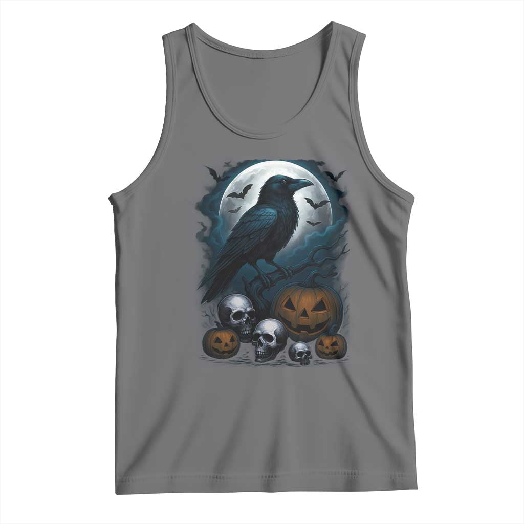 Halloween Gothic Raven Tank Top Full Moon Horror Art TS12 Black Heather Print Your Wear