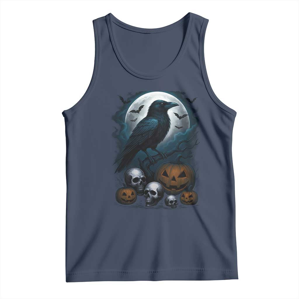 Halloween Gothic Raven Tank Top Full Moon Horror Art TS12 Navy Print Your Wear