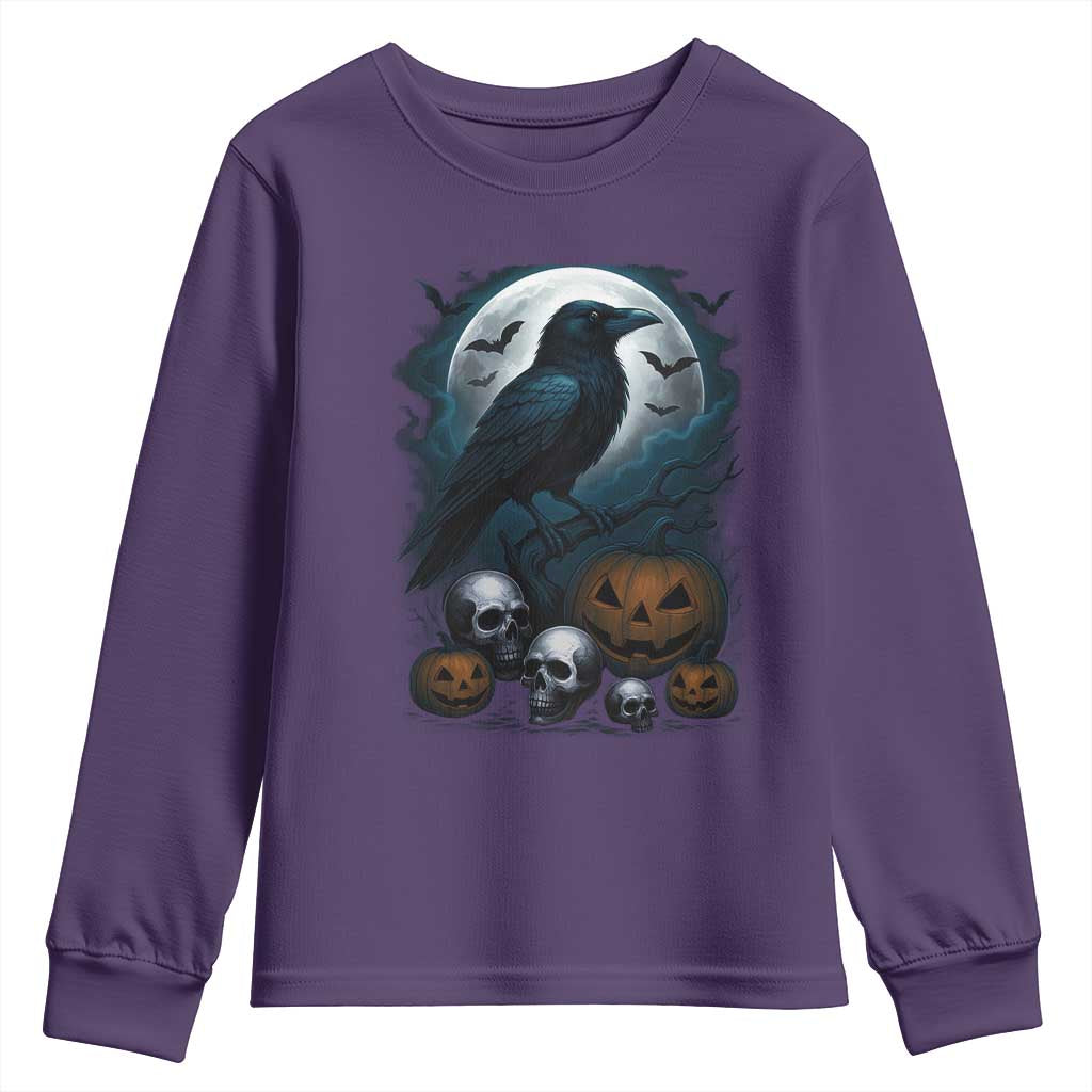 Halloween Gothic Raven Youth Sweatshirt Full Moon Horror Art TS12 Purple Print Your Wear