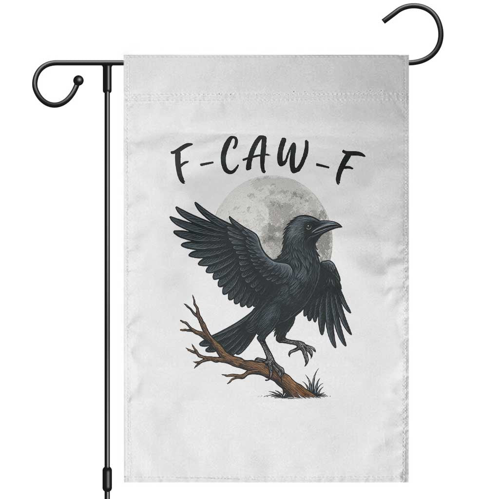 Funny Raven Bird Full Moon Art F Caw F Joke Garden Flag TS12 White Print Your Wear