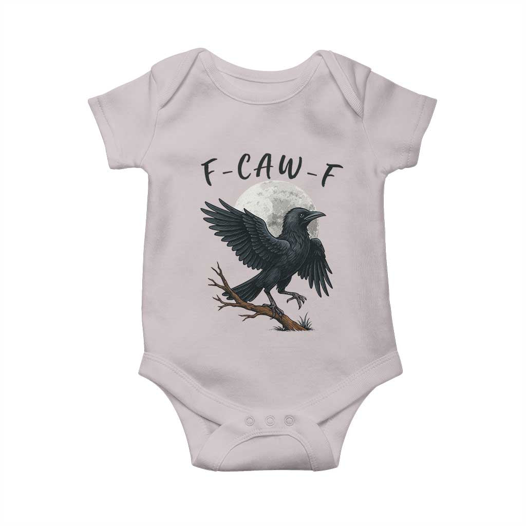 Funny Raven Bird Full Moon Art F Caw F Joke Baby Onesie TS12 Ice Gray Print Your Wear