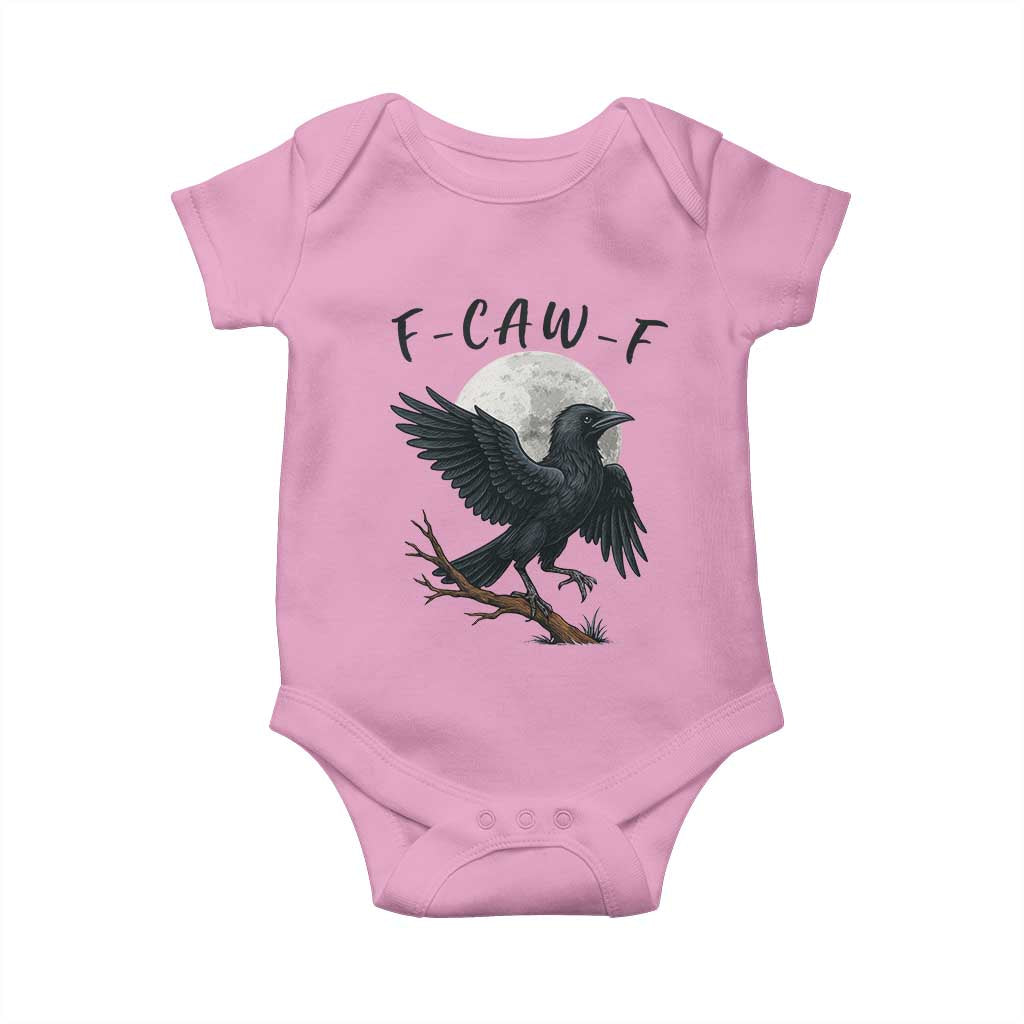 Funny Raven Bird Full Moon Art F Caw F Joke Baby Onesie TS12 Light Pink Print Your Wear
