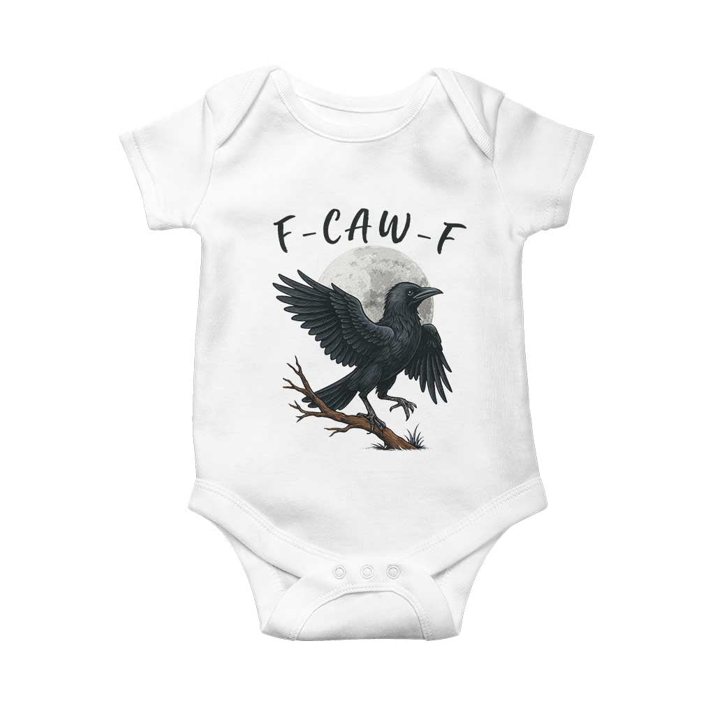 Funny Raven Bird Full Moon Art F Caw F Joke Baby Onesie TS12 White Print Your Wear