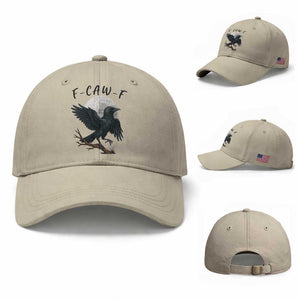 Funny Raven Bird Full Moon Art F Caw F Joke Baseball Cap TS12 Baseball Cap Universal Fit Beige Print Your Wear