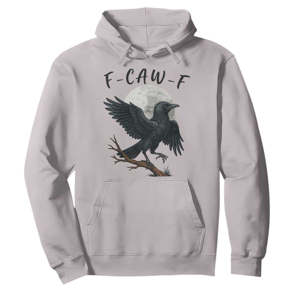 Funny Raven Bird Full Moon Art F Caw F Joke Hoodie TS12 Ice Gray Print Your Wear