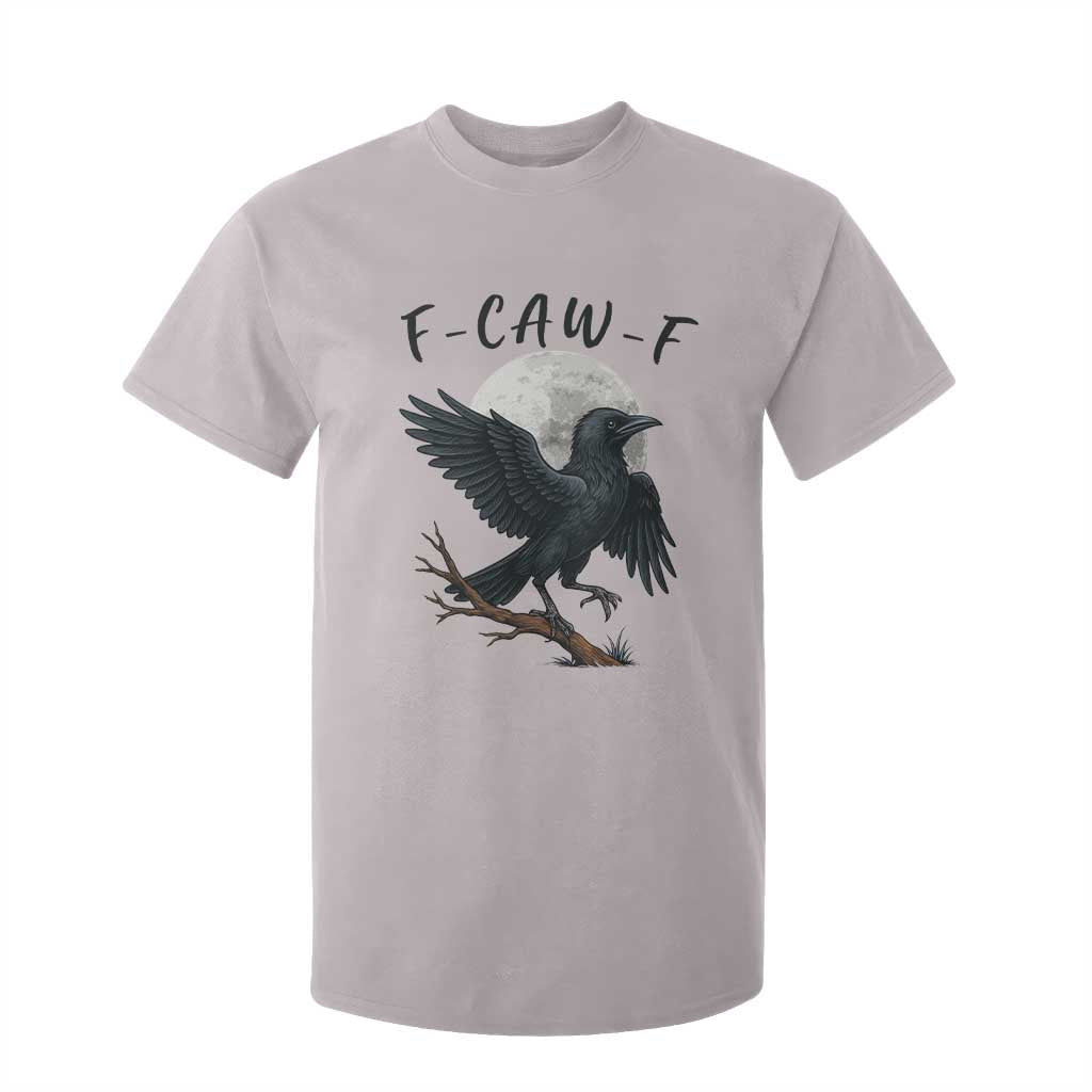 Funny Raven Bird Full Moon Art F Caw F Joke T Shirt For Kid TS12 Ice Gray Print Your Wear