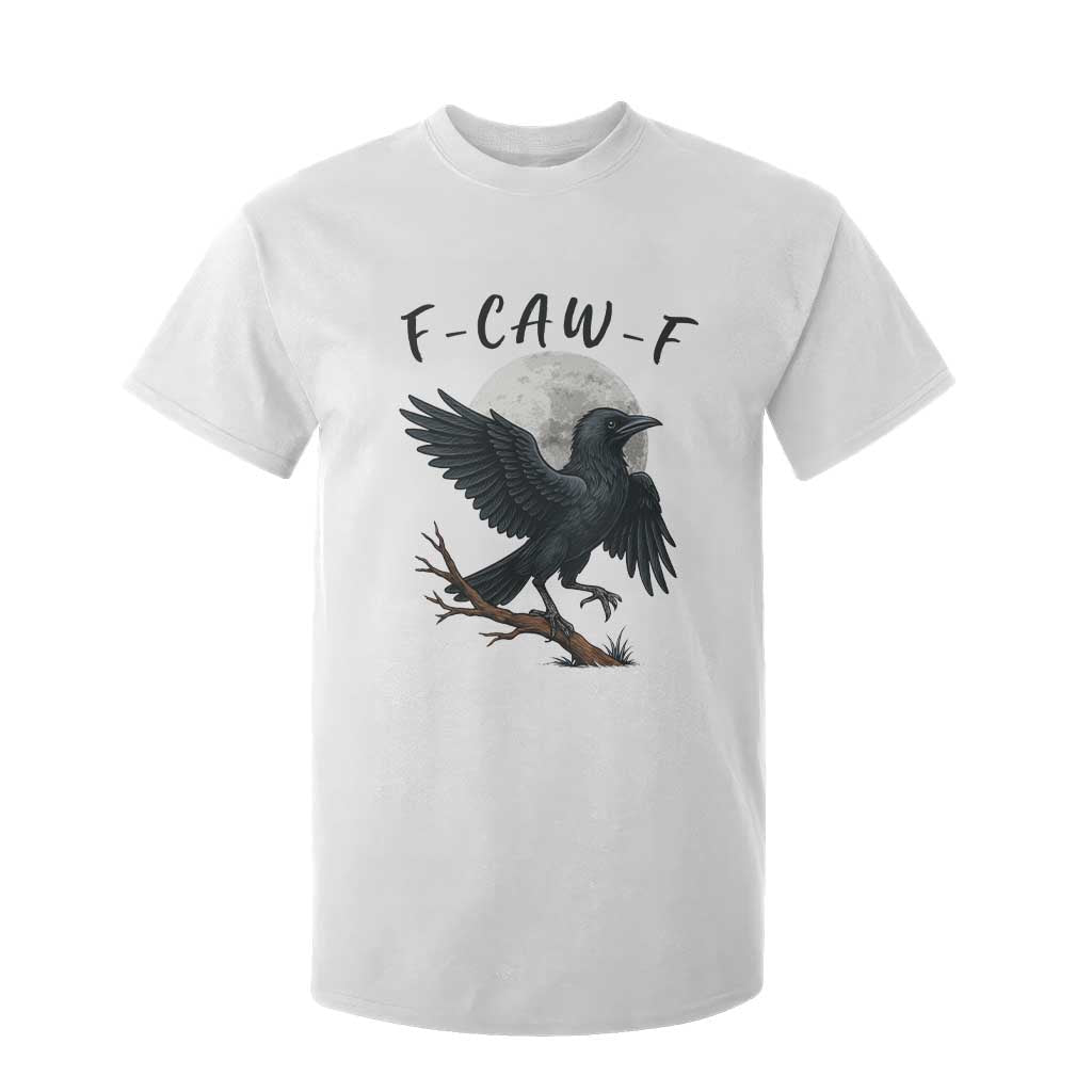 Funny Raven Bird Full Moon Art F Caw F Joke T Shirt For Kid TS12 White Print Your Wear