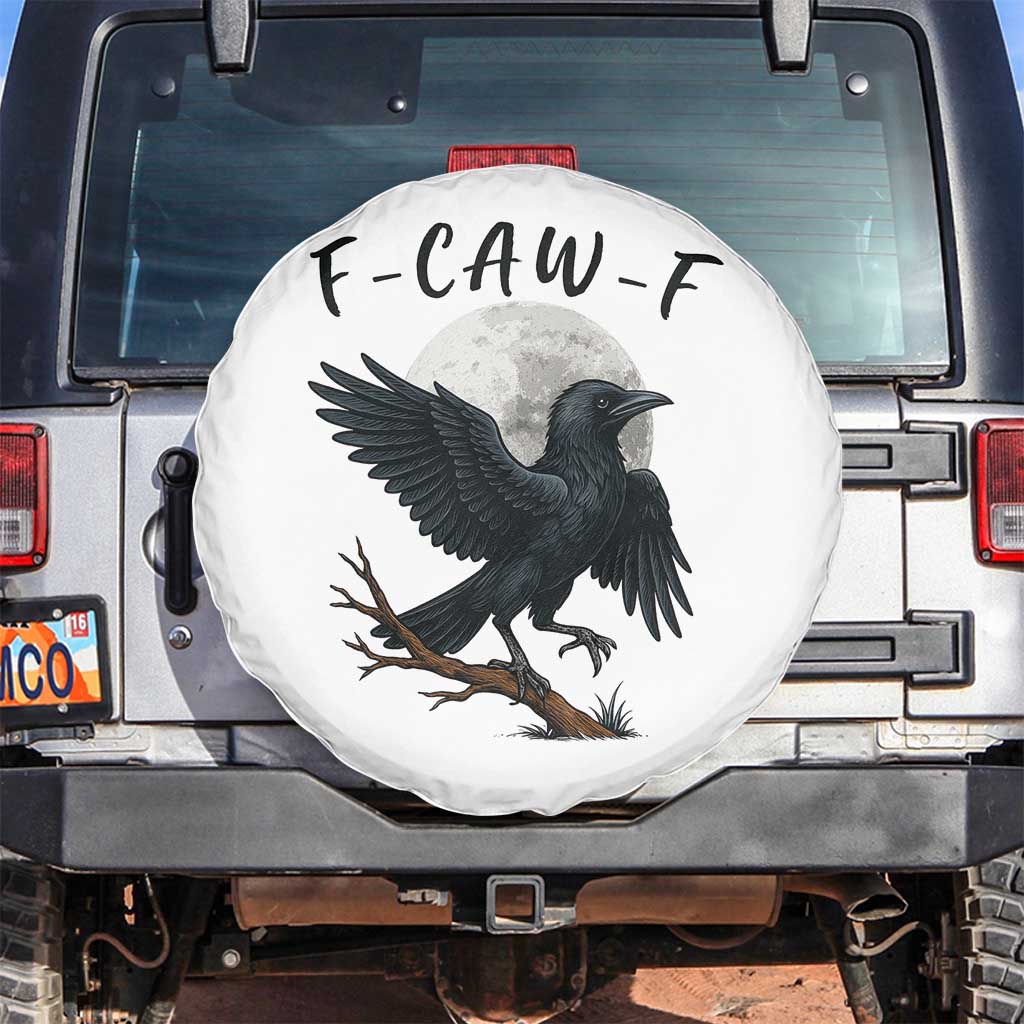 Funny Raven Bird Full Moon Art F Caw F Joke Spare Tire Cover TS12 No hole White Print Your Wear