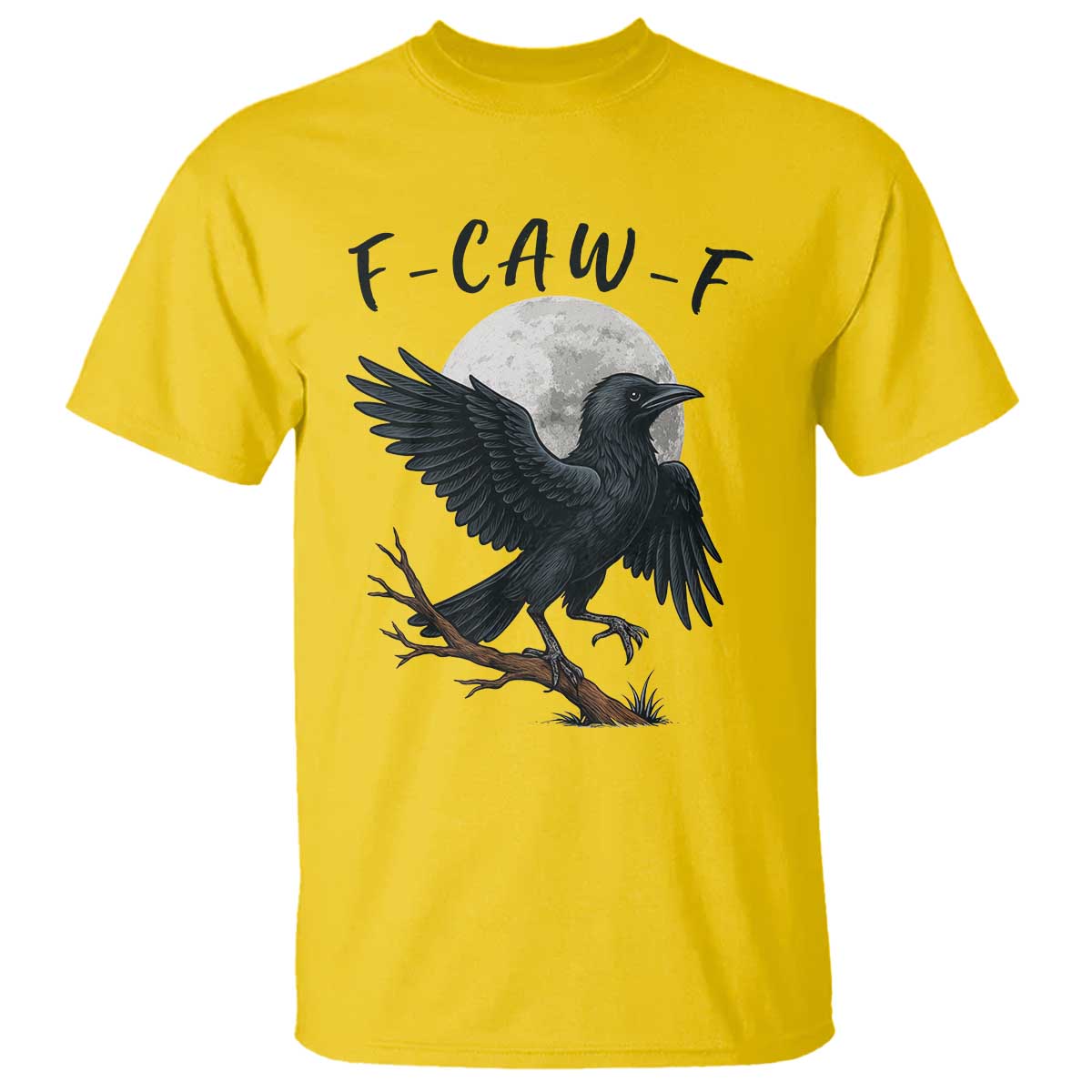 Funny Raven Bird Full Moon Art F Caw F Joke T Shirt TS12 Daisy Print Your Wear