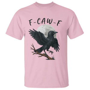 Funny Raven Bird Full Moon Art F Caw F Joke T Shirt TS12 Light Pink Print Your Wear