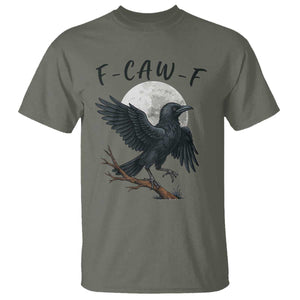 Funny Raven Bird Full Moon Art F Caw F Joke T Shirt TS12 Military Green Print Your Wear