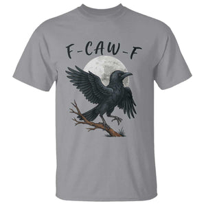 Funny Raven Bird Full Moon Art F Caw F Joke T Shirt TS12 Sport Gray Print Your Wear