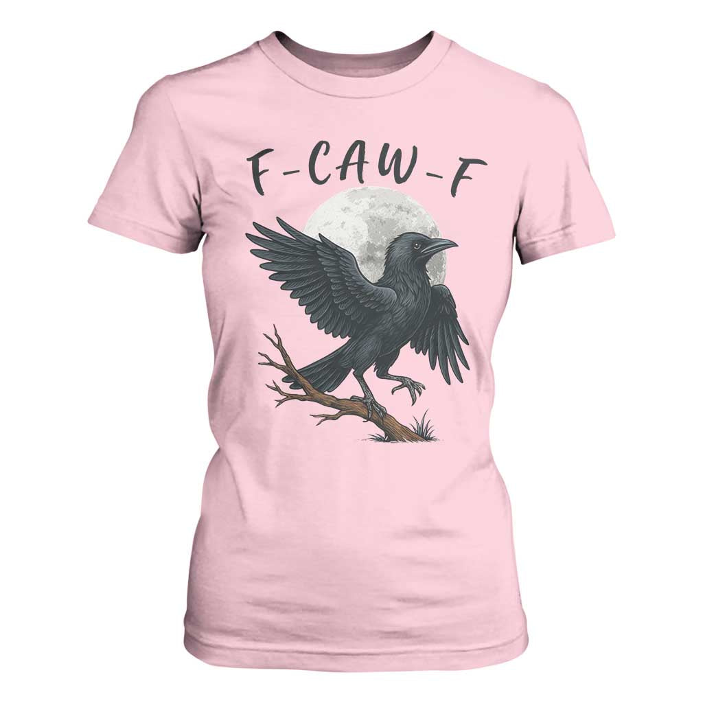Funny Raven Bird Full Moon Art F Caw F Joke T Shirt For Women TS12 Light Pink Print Your Wear
