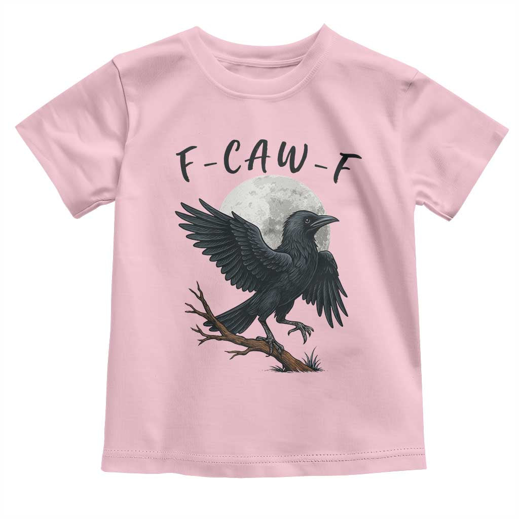 Funny Raven Bird Full Moon Art F Caw F Joke Toddler T Shirt TS12 Light Pink Print Your Wear