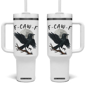 Funny Raven Bird Full Moon Art F Caw F Joke Tumbler With Handle TS12 One Size: 40 oz White Print Your Wear