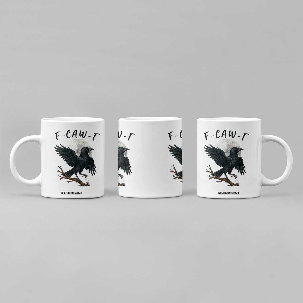Funny Raven Bird Full Moon Art F Caw F Joke Coffee Mug TS12 Print Your Wear