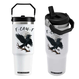 Funny Raven Bird Full Moon Art F Caw F Joke Flip Straw Tumbler TS12 One Size: 30 oz White Print Your Wear