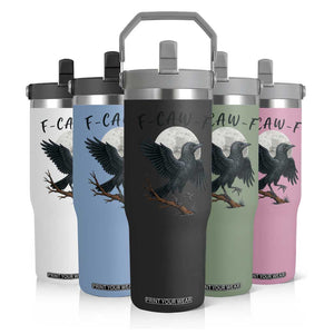 Funny Raven Bird Full Moon Art F Caw F Joke Flip Straw Tumbler TS12 Print Your Wear