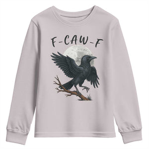 Funny Raven Bird Full Moon Art F Caw F Joke Youth Sweatshirt TS12 Ice Gray Print Your Wear