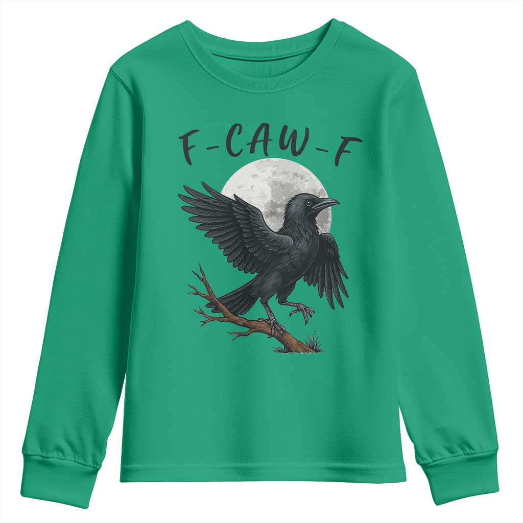 Funny Raven Bird Full Moon Art F Caw F Joke Youth Sweatshirt TS12 Irish Green Print Your Wear