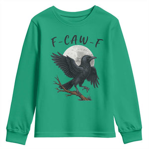 Funny Raven Bird Full Moon Art F Caw F Joke Youth Sweatshirt TS12 Irish Green Print Your Wear