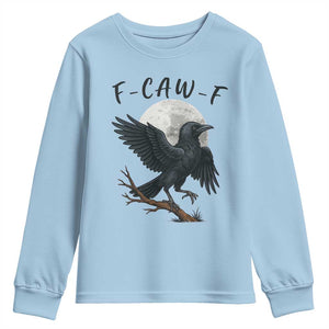 Funny Raven Bird Full Moon Art F Caw F Joke Youth Sweatshirt TS12 Light Blue Print Your Wear