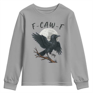Funny Raven Bird Full Moon Art F Caw F Joke Youth Sweatshirt TS12 Sport Gray Print Your Wear