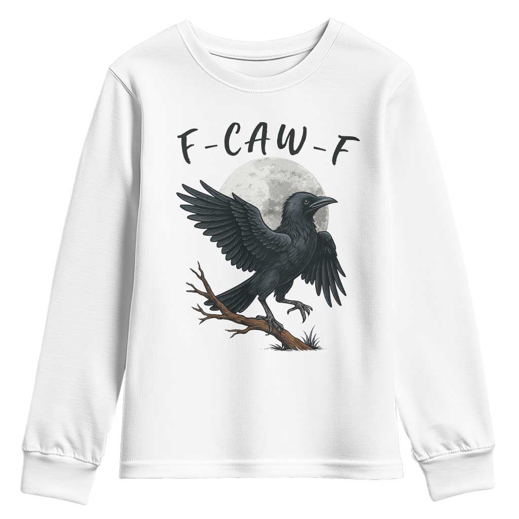 Funny Raven Bird Full Moon Art F Caw F Joke Youth Sweatshirt TS12 White Print Your Wear