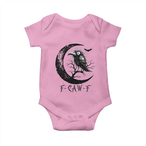 Funny Raven Bird Baby Onesie F Caw F Joke Moon Sarcastic Humor Art TS12 Light Pink Print Your Wear