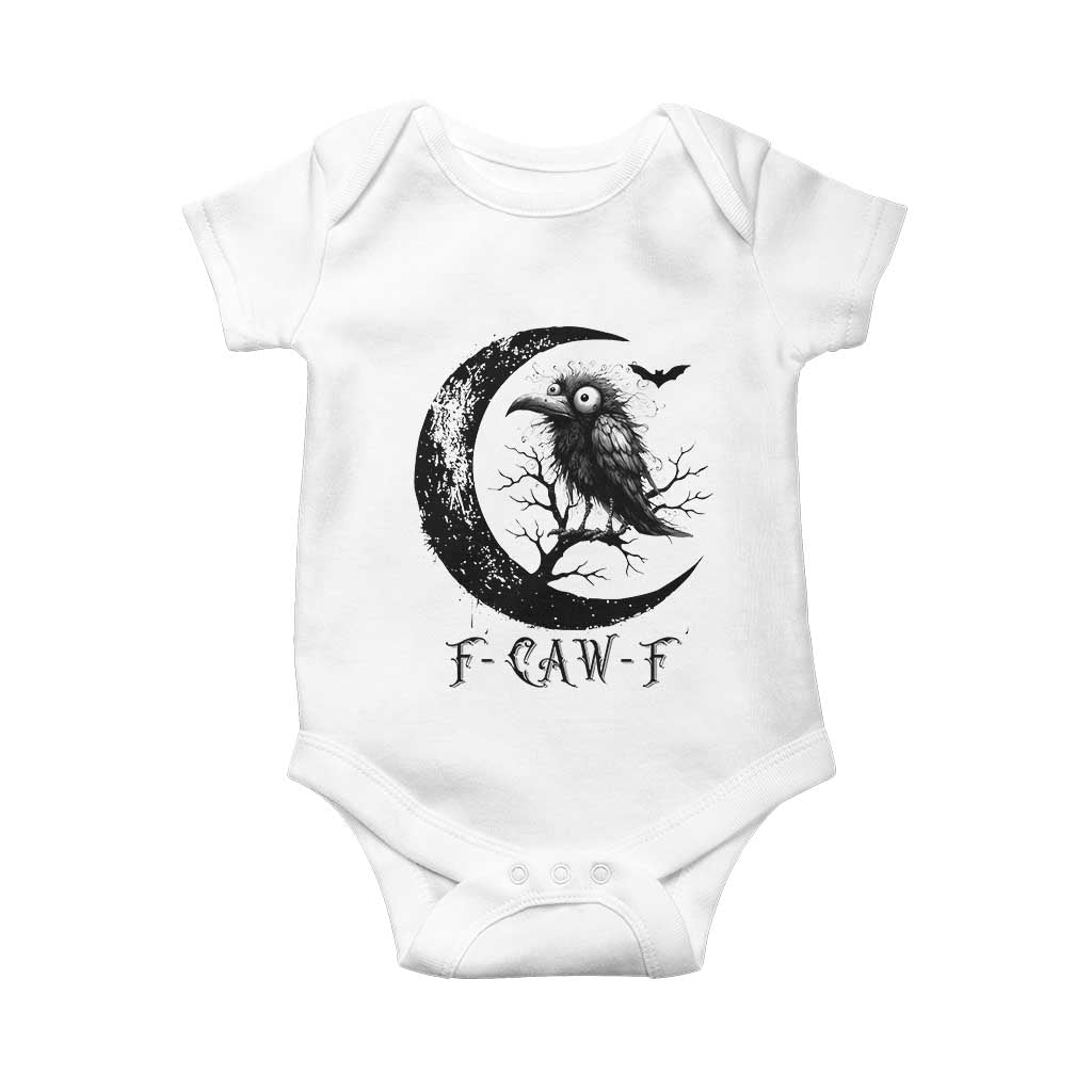 Funny Raven Bird Baby Onesie F Caw F Joke Moon Sarcastic Humor Art TS12 White Print Your Wear