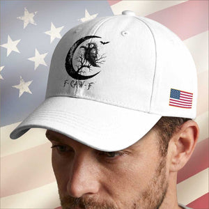 Funny Raven Bird Baseball Cap F Caw F Joke Moon Sarcastic Humor Art TS12 Print Your Wear