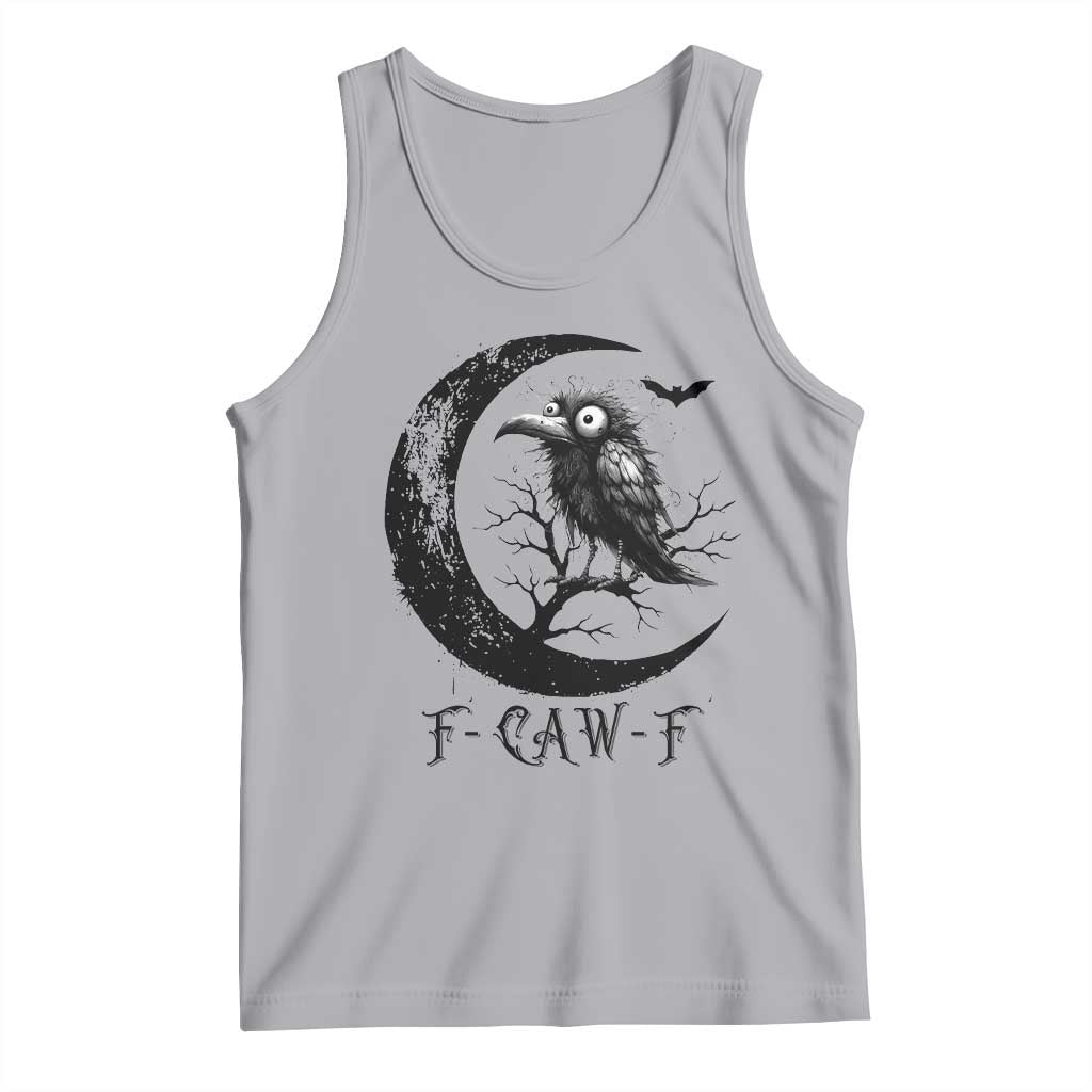 Funny Raven Bird Tank Top F Caw F Joke Moon Sarcastic Humor Art TS12 Athletic Heather Print Your Wear