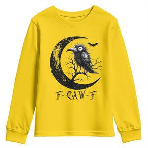 Funny Raven Bird Youth Sweatshirt F Caw F Joke Moon Sarcastic Humor Art TS12 Daisy Print Your Wear