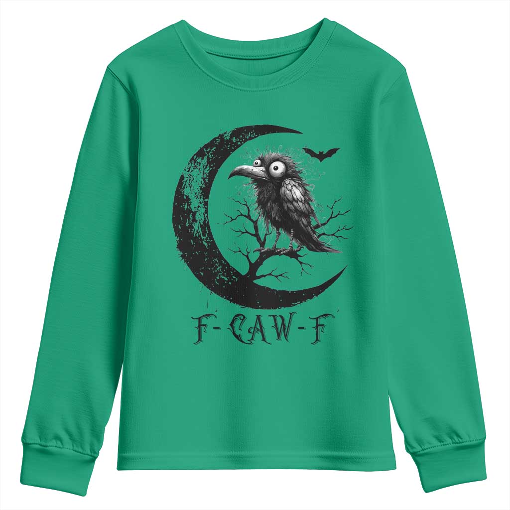 Funny Raven Bird Youth Sweatshirt F Caw F Joke Moon Sarcastic Humor Art TS12 Irish Green Print Your Wear