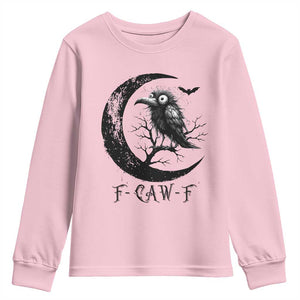 Funny Raven Bird Youth Sweatshirt F Caw F Joke Moon Sarcastic Humor Art TS12 Light Pink Print Your Wear