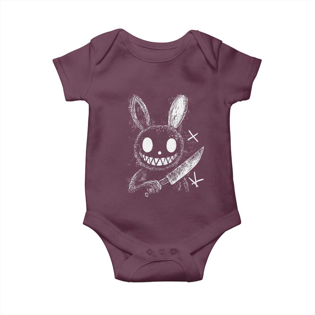 Funny Creepy Bunny With Knife Baby Onesie Cute Horror Aesthetic TS12 Maroon Print Your Wear