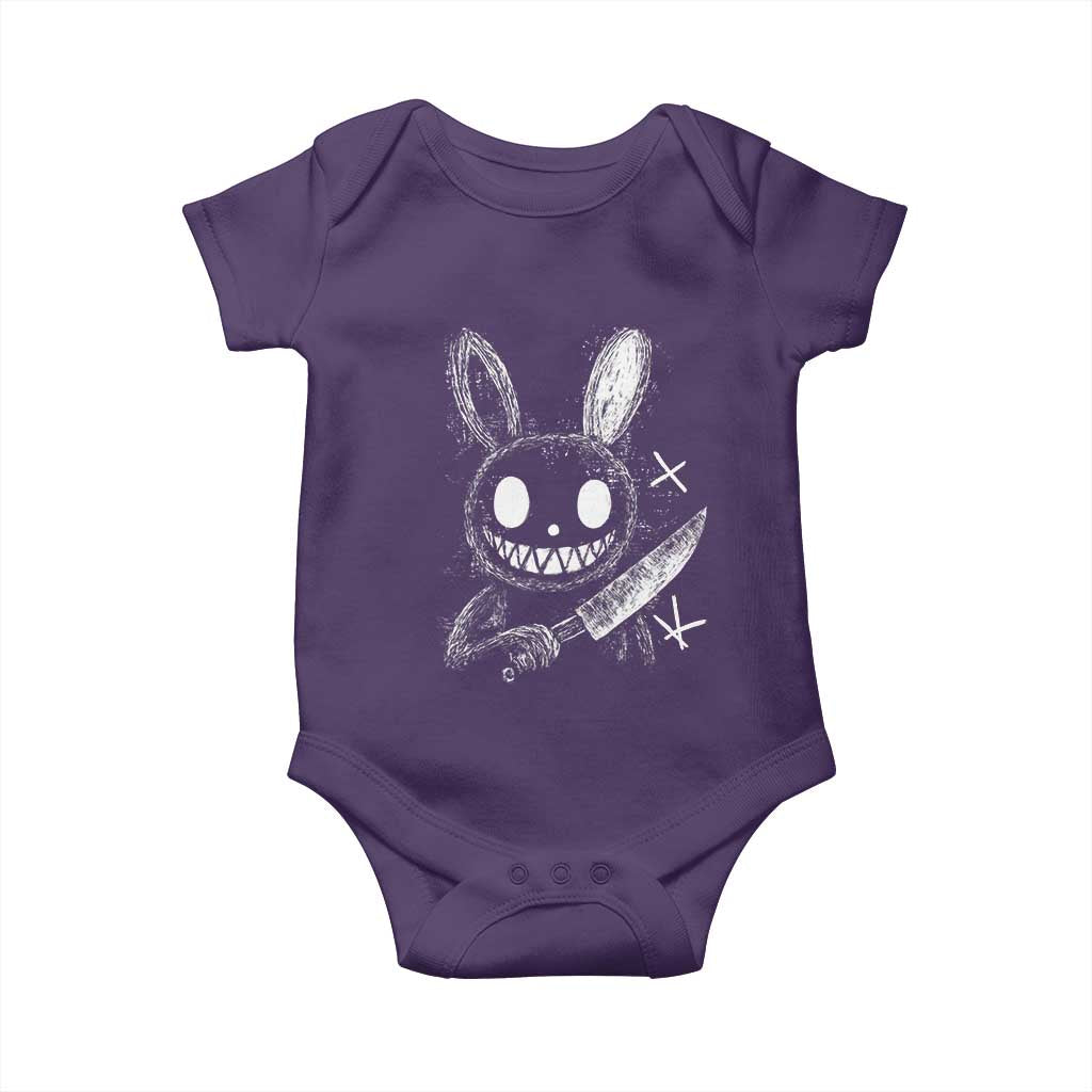 Funny Creepy Bunny With Knife Baby Onesie Cute Horror Aesthetic TS12 Purple Print Your Wear