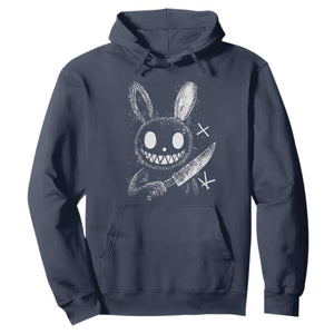 Funny Creepy Bunny With Knife Hoodie Cute Horror Aesthetic TS12 Navy Print Your Wear