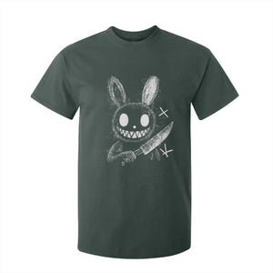 Funny Creepy Bunny With Knife T Shirt For Kid Cute Horror Aesthetic TS12 Dark Forest Green Print Your Wear