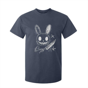 Funny Creepy Bunny With Knife T Shirt For Kid Cute Horror Aesthetic TS12 Navy Print Your Wear