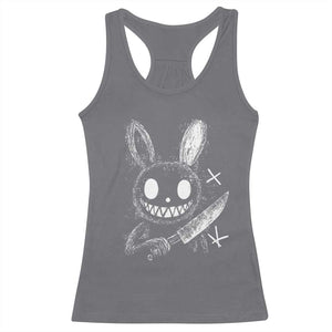 Funny Creepy Bunny With Knife Racerback Tank Top Cute Horror Aesthetic TS12 Charcoal Print Your Wear