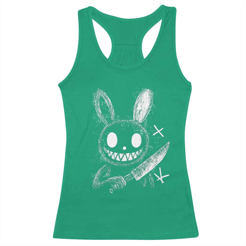 Funny Creepy Bunny With Knife Racerback Tank Top Cute Horror Aesthetic TS12 Irish Green Print Your Wear