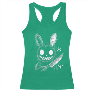 Funny Creepy Bunny With Knife Racerback Tank Top Cute Horror Aesthetic TS12 Irish Green Print Your Wear