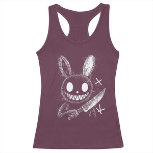 Funny Creepy Bunny With Knife Racerback Tank Top Cute Horror Aesthetic TS12 Maroon Print Your Wear