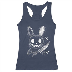 Funny Creepy Bunny With Knife Racerback Tank Top Cute Horror Aesthetic TS12 Navy Print Your Wear