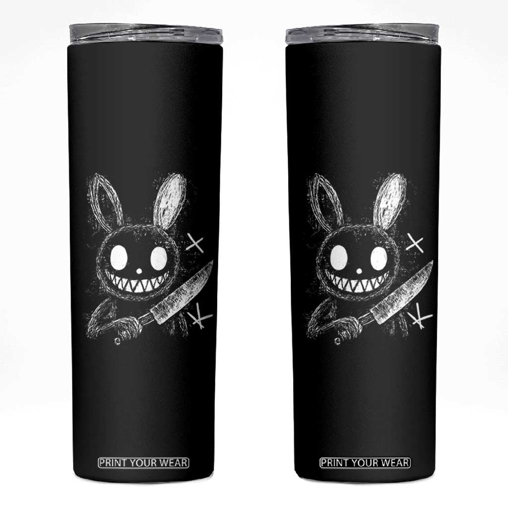 Funny Creepy Bunny With Knife Skinny Tumbler Cute Horror Aesthetic TS12 Black Print Your Wear