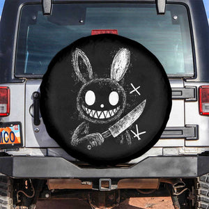 Funny Creepy Bunny With Knife Spare Tire Cover Cute Horror Aesthetic TS12 No hole Black Print Your Wear