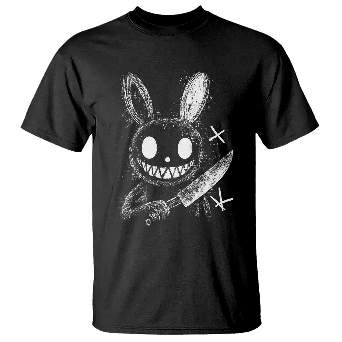 Funny Creepy Bunny With Knife T Shirt Cute Horror Aesthetic TS12 Black Print Your Wear
