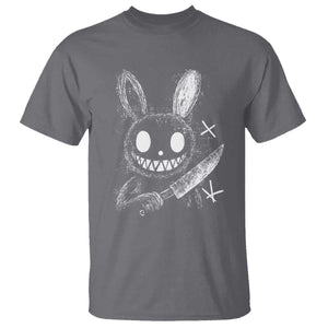 Funny Creepy Bunny With Knife T Shirt Cute Horror Aesthetic TS12 Charcoal Print Your Wear